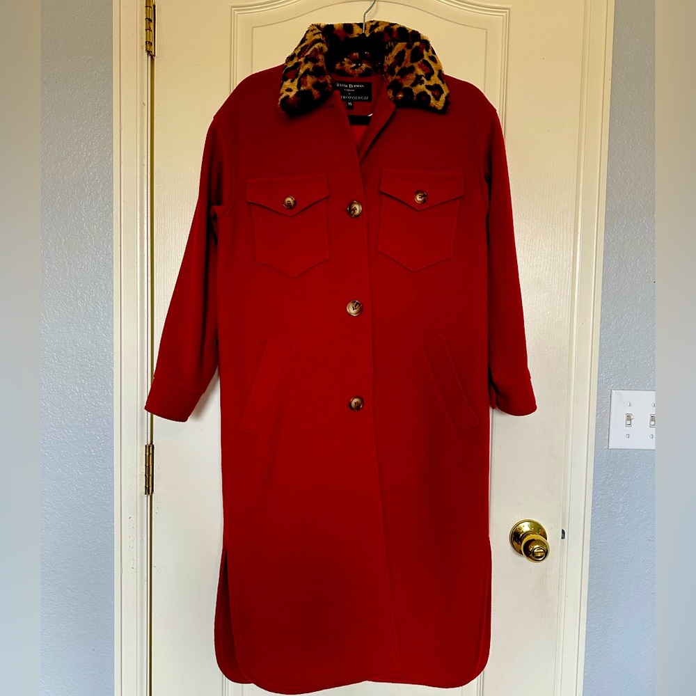 Helene Bergman Faux Fur-Trimmed Knit Coat